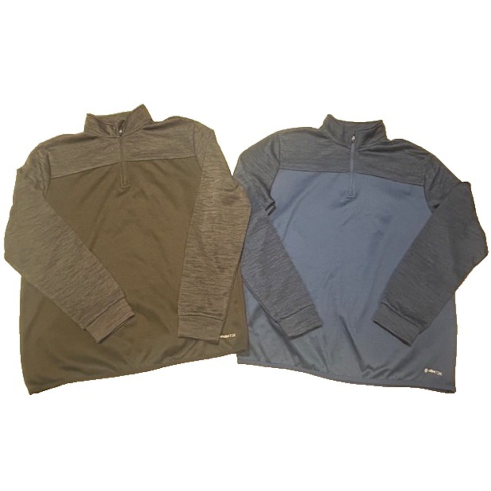 Tek Gear Men's WarmTek‎ 1/4 Zip Long Sleeve Pullovers Heather Blue & Black -  M